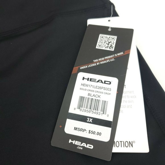 Head Womens Black High Rise Elastic Waist Criss Cross Tight Capri Pants Size 3X - Picture 6 of 15